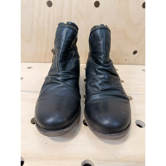 Miz Mooz Luna Ankle Bootie Womens 8 Midnight Blue Leather Zipper Accents $175 - Picture 7 of 13